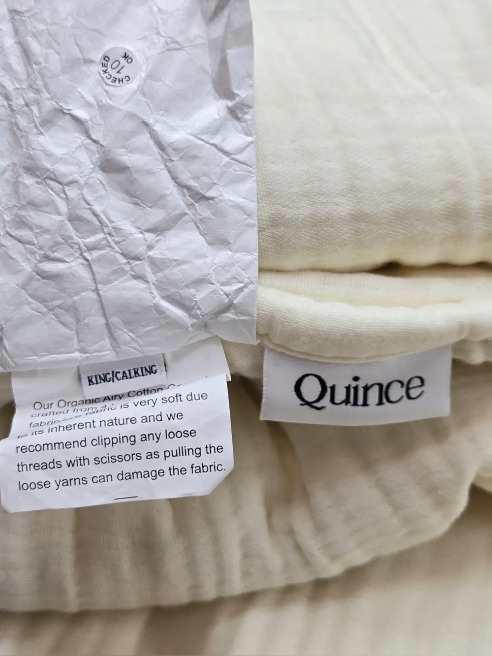 NWT QUINCE Organic Cotton Gauze Dream Quilt Set King/Cal King Ivory 0716
